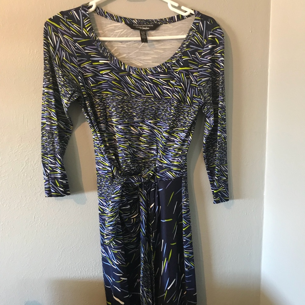DVF multicolor dress with belted waist